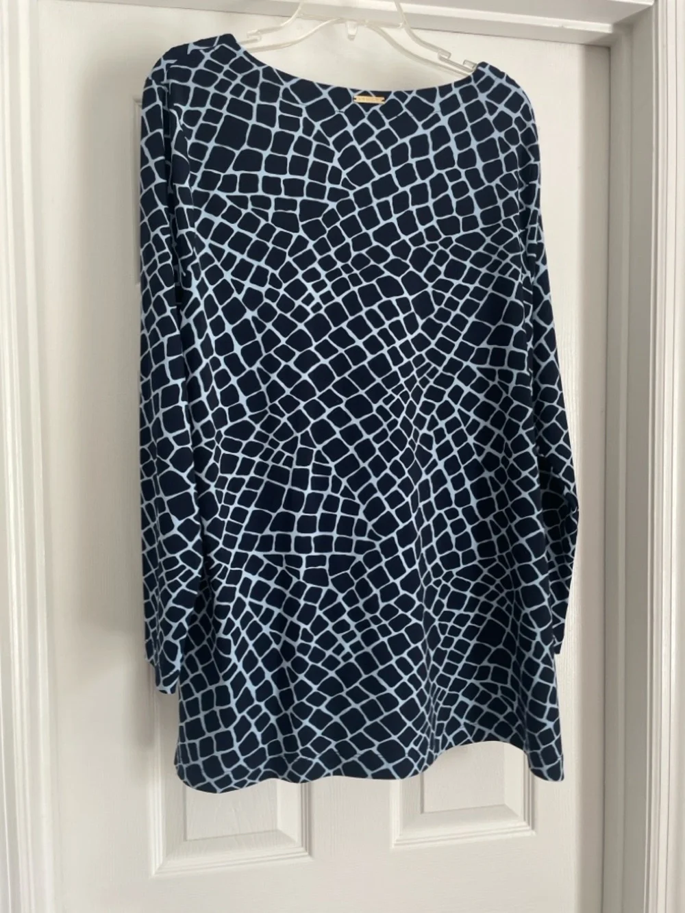 Michael Kors Navy & Light Blue Lace-Up Geometric Tunic
